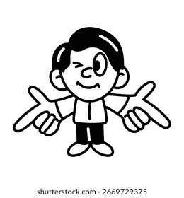 Um personagem fazendo armas de dedo, ícone desenhado à mão 
