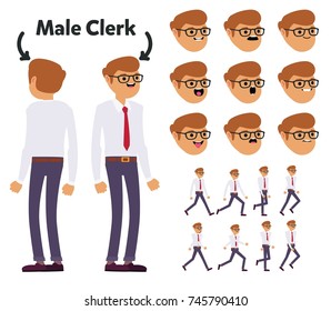 Character is a male clerk. The character is ready for animation. Walk Animation.