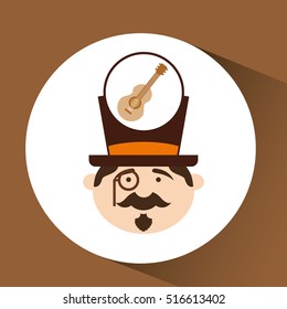 character male hipster music guitar vector illustration eps 10