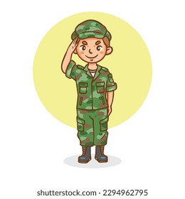 Character male soldier illustration on green background.vector