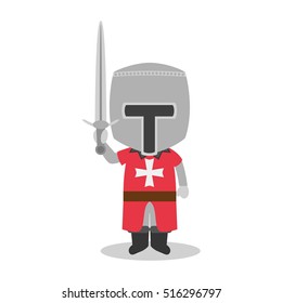 Character from Malta dressed in the traditional way as a Maltese Warrior. Vector Illustration. Kids of the World Collection.