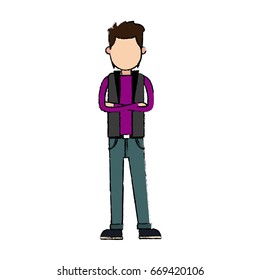 character man arms folded people image