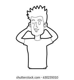character man with arms up relaxed attitude line