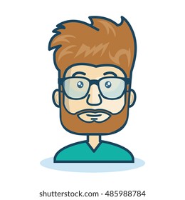 character man bearded hipster isolated