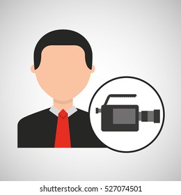 character man camera film media vector illustration eps 10