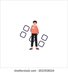 character man cute illustration cool and happy activity man