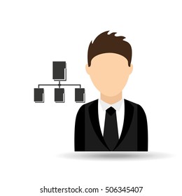 character man with data base system design vector illustration eps 10