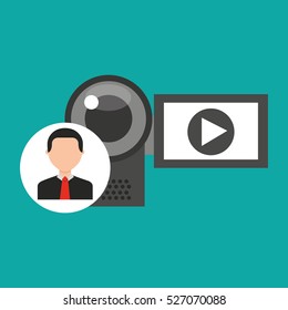 character man digital video camera media vector illustration eps 10
