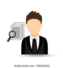 character man with document search design vector illustration eps 10