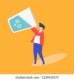 Character of a man drinking a giant glass of water illustration