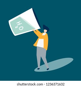 Character of a man drinking a giant glass of water illustration