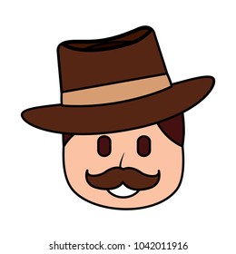 character man face mustache and hat laughing expression