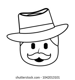 character man face mustache and hat laughing expression