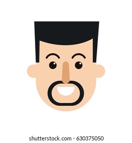 character man face smiling with mustache and beard