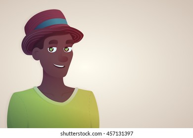 Character man in a hat. Cartoon illustration style.