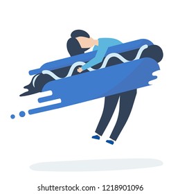 Character of a man hugging a fast food hotdog illustration
