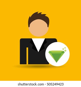 character man icon diamond gem luxury design vector illustration