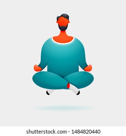 Character man man levitates over the floor. Vector illustration.