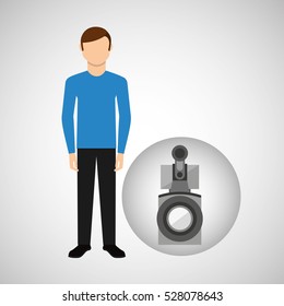 character man movie concept camera film vector illustration eps 10