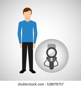 character man movie concept vintage camera film vector illustration eps 10