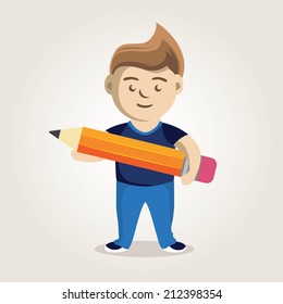 character man with a pencil in hand