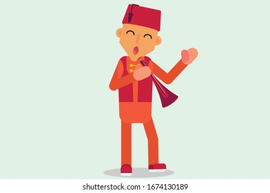 A character of a man playing a Turkish instrument, Turkish theme. Simple character vector illustration, this illustration can use as a sticker also.