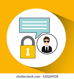 character man protected digital chat vector illustration eps 10