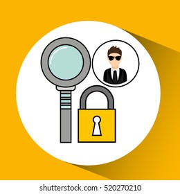character man protected digital search vector illustration eps 10