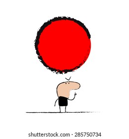Character man with red circle illustration