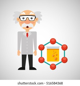 character man scientist filled test tube vector illustration eps 10