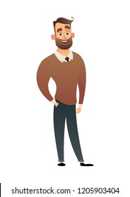 Character man in shirt and sweater vector illustration cartoon style isolated