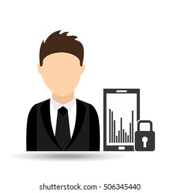 character man with smartphone password design vector illustration eps 10