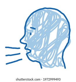 Character Man Sneezing Coughing Sketch Icon Vector. Hand Drawn Blue Doodle Line Art Isolated Symbol Illustration