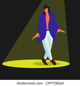 character of the man stands up and the lamp is highlighted