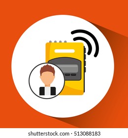character man tape recorder icon vector illustration eps10