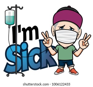 The character Man wearing hat with Caption I'm Sick