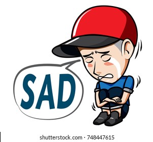 The character Man wearing hat with Caption Sad