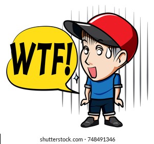 The character Man wearing hat with Caption WTF