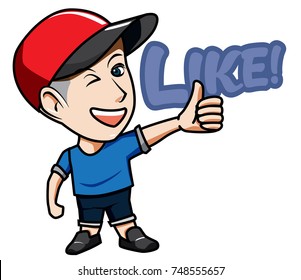 The character Man wearing hat with Caption Like