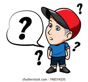 The character Man wearing hat with Caption Question