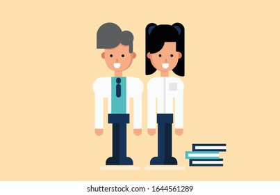 character man and woman doctor . flat design