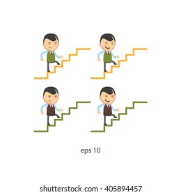 Character manager. Career. Vector Illustration of businessman, dealer. Mini set.