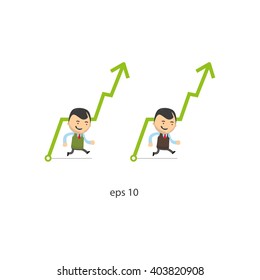 Character manager. Vector Illustration of businessman, dealer. Mini set. Vector eps10. Presentation. Up.