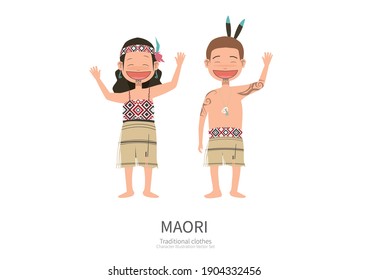 Character in Maori traditional clothes.