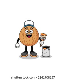 Character mascot of almond as a painter , character design