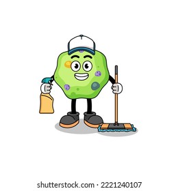 Character mascot of amoeba as a cleaning services , character design