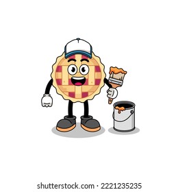 Mascota de caracteres del pastel de manzana como pintor , diseño de caracteres
