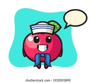 Character mascot of apple as a sailor man