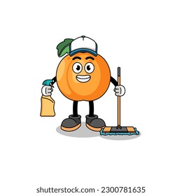 Character mascot of apricot as a cleaning services , character design