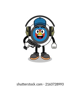 Mascota de caracteres de tiro con arco objetivo de tiro a tiro , diseño de caracteres
